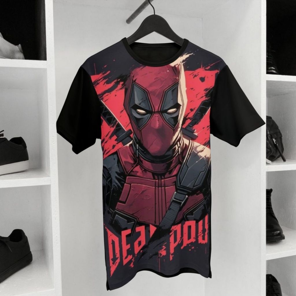 Camiseta DryFit Proteção Solar UV 50+ Manga Curta Sublimada DeadPool Marvel Menino Fresca Premium