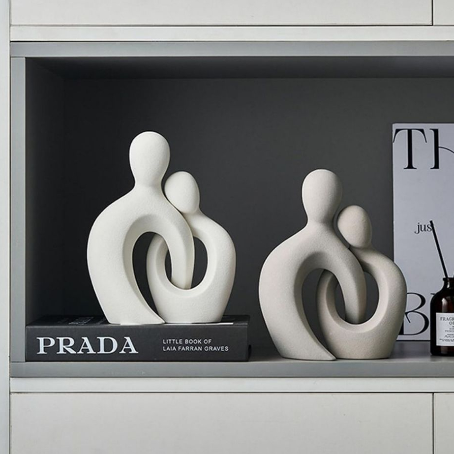 Estátua Casal Encaixe Nórdico Abstrata Branco Preto Para Casa Decoração, Sala De Estar, Escritório, Para Casa