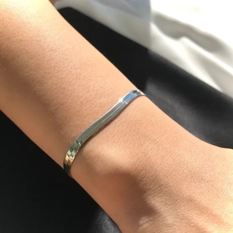 PULSEIRA SNAKE PRATA LAMINADA NÃO ESCURECE ANTIALÉRGICA AÇO INOXIDÁVEL DE LUXO UNISSEX MODA FEMININO