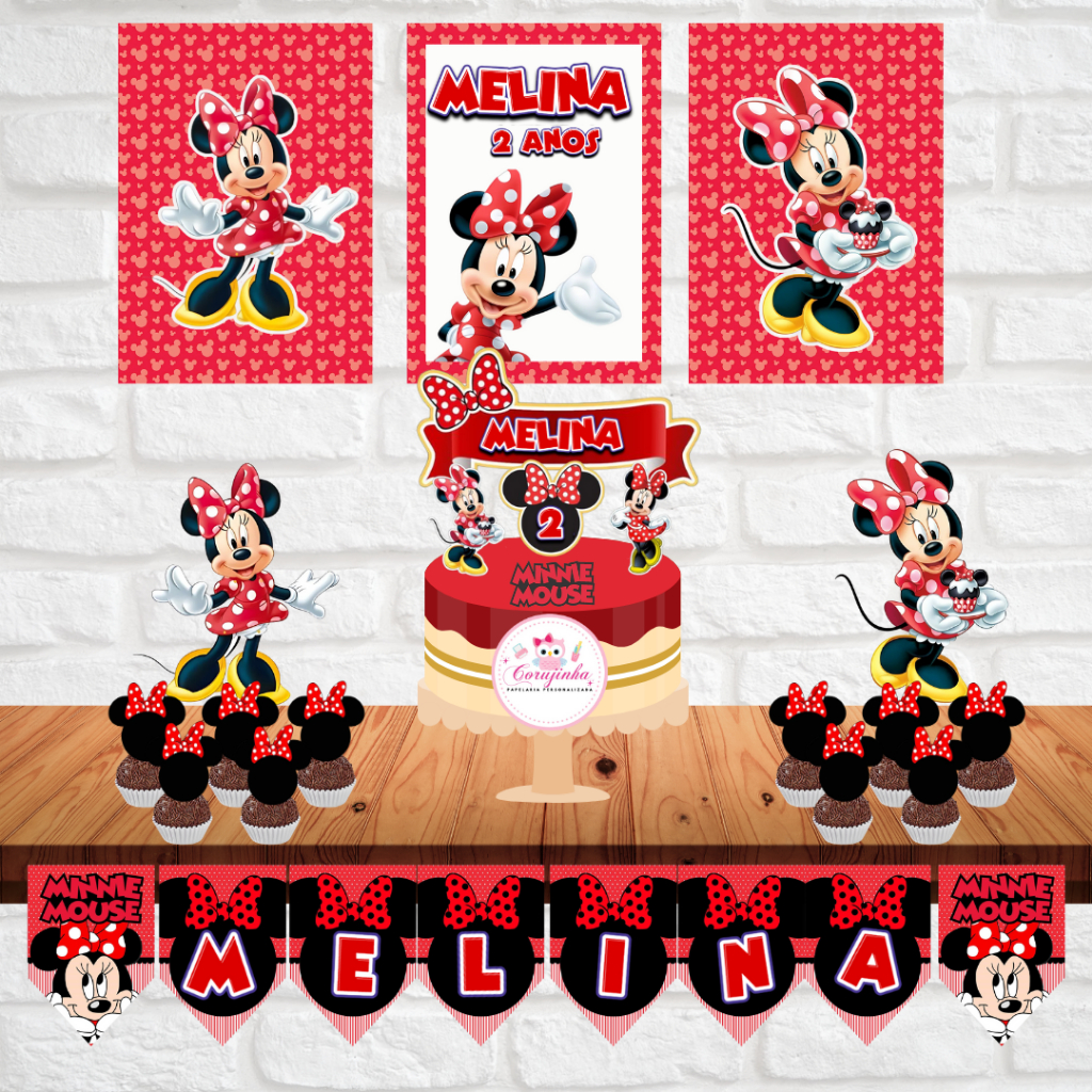 Kit Festa so um bolinho Minnie em Oferta na Shopee