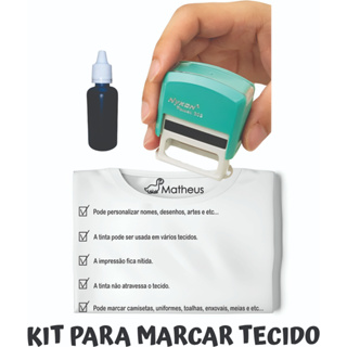 Carimbo Automático Personalizado + Tinta Para Tecido em Oferta na Shopee