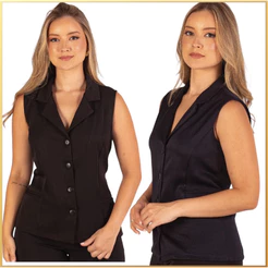 Colete Feminino Social Alfaiataria 2 Bolsos Direto Fábrica
