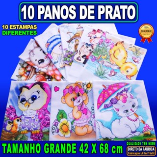 Pano de Prato Estampado Kit 10 Guardanapo De Cozinha Copa Branco Liso Grande e Grosso Bainha Algodão em Oferta na Shopee