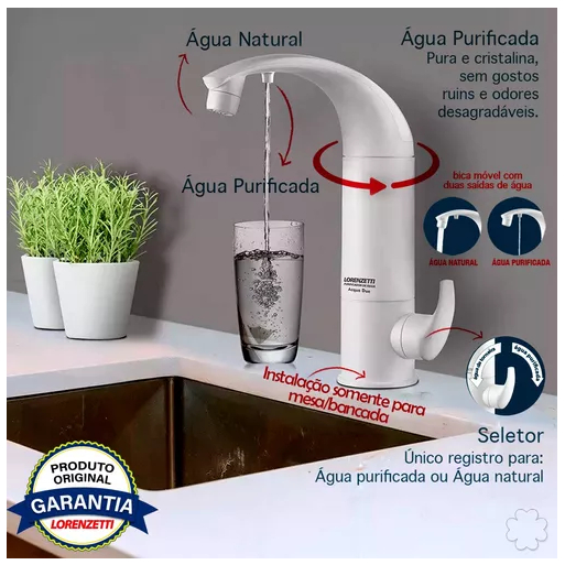 TORNEIRA ACQUA DUE COM FILTRO PURIFICADOR DE ÀGUA  PARA MESA OU PAREDE LORENZETTI em Oferta na Shopee