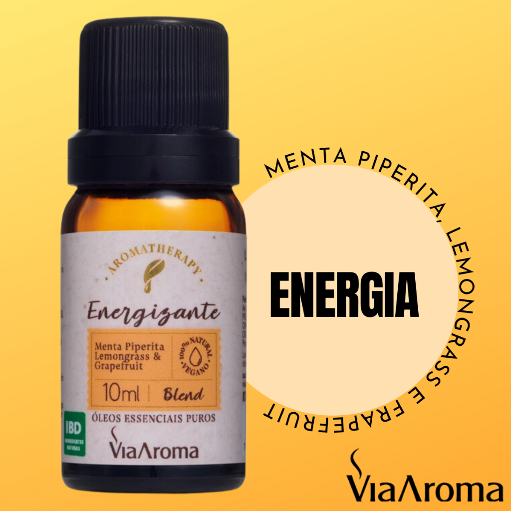 Blend de Óleo Essencial Aromaterapia Energizante Via Aroma 100% Natural Vegano