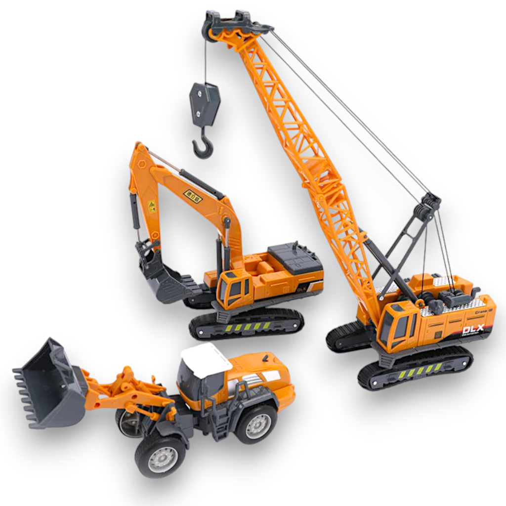 Escavadeira Guindaste Carregadeira Miniatura Brinquedo Articulado Coleção Réplica