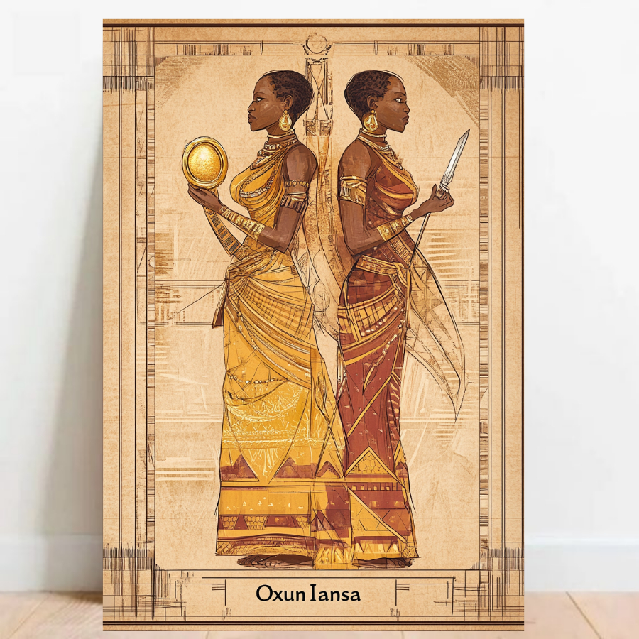 Quadro Placa decorativa Oxum e Iansa Orixá Umbanda Candomblé Decorativo Oxalá 03