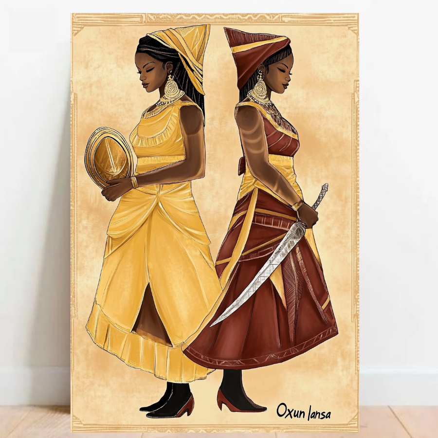 Quadro Placa decorativa Oxum e Iansa Orixá Umbanda Candomblé Decorativo Oxalá 07