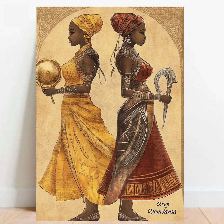Quadro Placa decorativa Oxum e Iansa Orixá Umbanda Candomblé Decorativo Oxalá 010