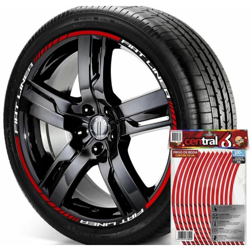 Friso Refletivo Roda Aro 13 ao 22 Fiat Linea Vermelho