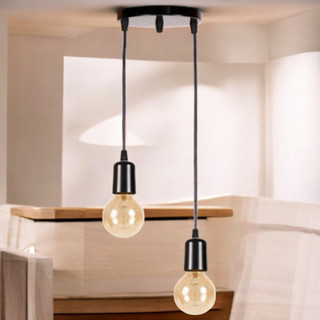 Pendente Luminária Lustre Base Dupla E-27 Fio Regulável Industrial Aramado Luxo Para Sala Quarto Escritório em Oferta na Shopee
