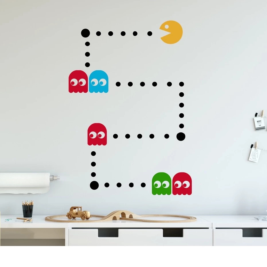 ADESIVO 3D PAC MAN  Decoração Casa Adesivo de Parede Enfeite Geek Gamer Pac-Man