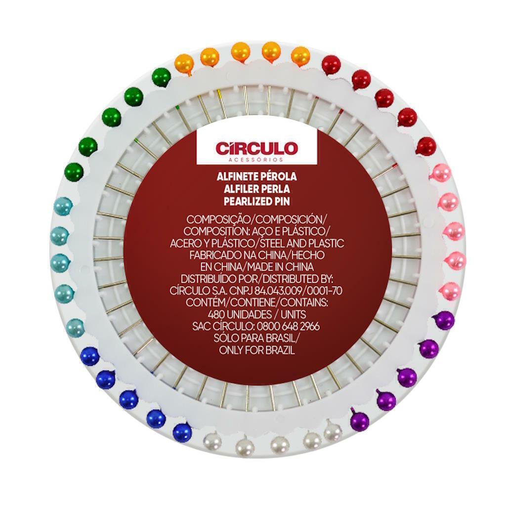 Roda de Alfinetes Cabeça Redonda Colorida Círculo — imagem 2 de 2