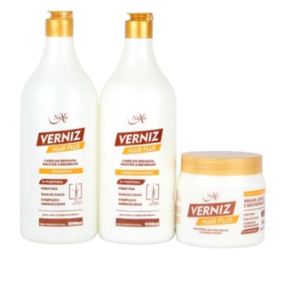 Kit Tratamento Capilar Banho Verniz Shampo 1 Litro, Condicionador 1 Litro e Máscara 500g Naxos em Oferta na Shopee