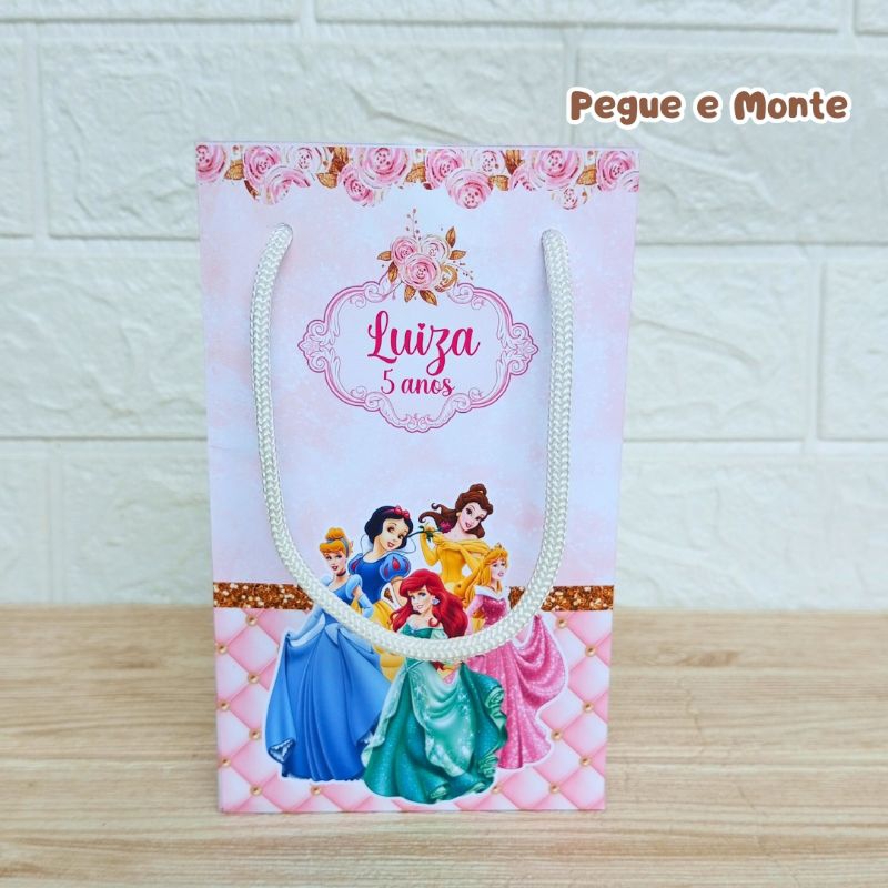 Sacolinha Surpresa Princesas - Personalizados - Lembrancinha - Festa Infantil - Aniversário / PEGUE E MONTE
