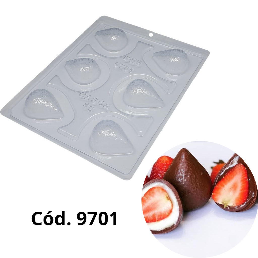 9701 - Forma De Acetato Com Silicone 3 Partes Coxinha  - BWB