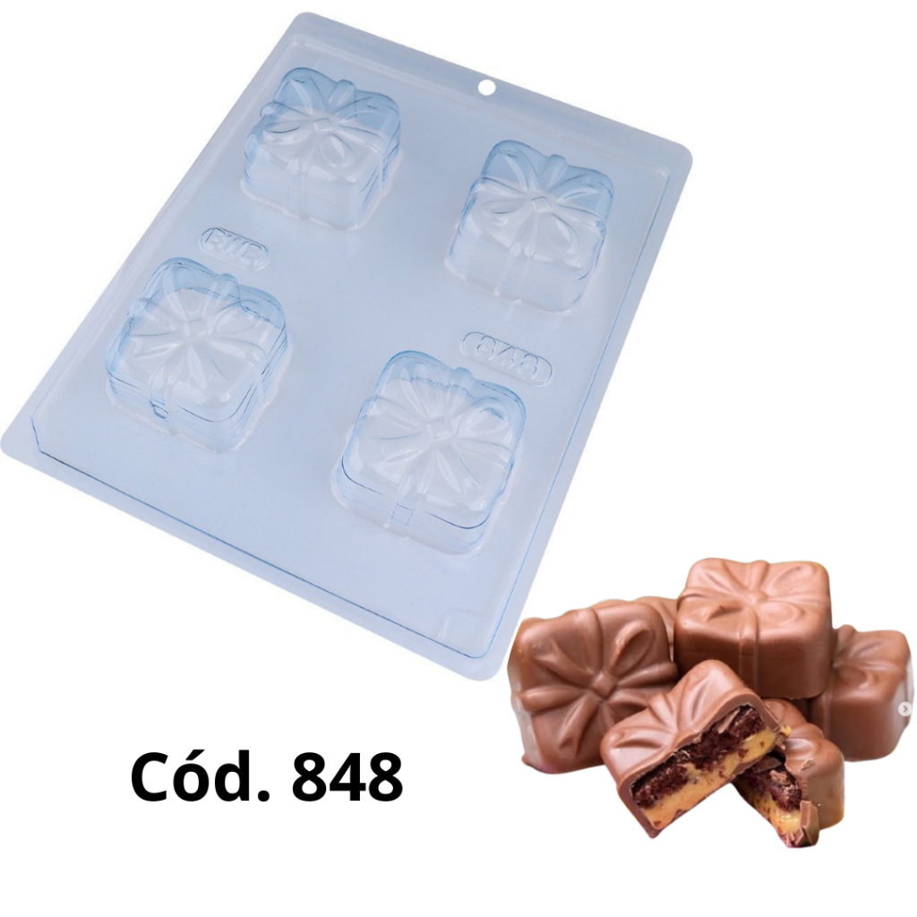 848 - Forma De Acetato Com Silicone 3 Partes Pão de Mel com Laço  - BWB