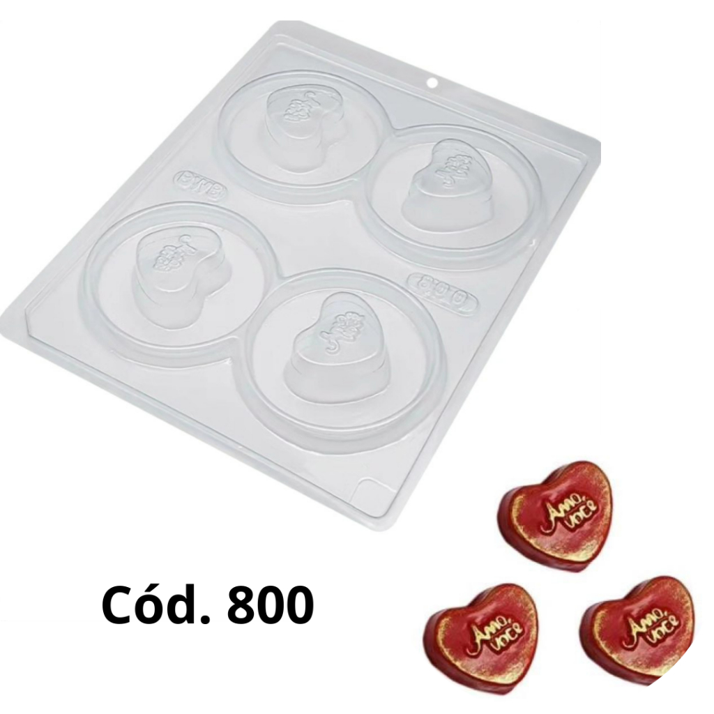800 - Forma De Acetato Com Silicone 3 Partes Trufa Coração  - BWB - DIA DOS NAMORADOS