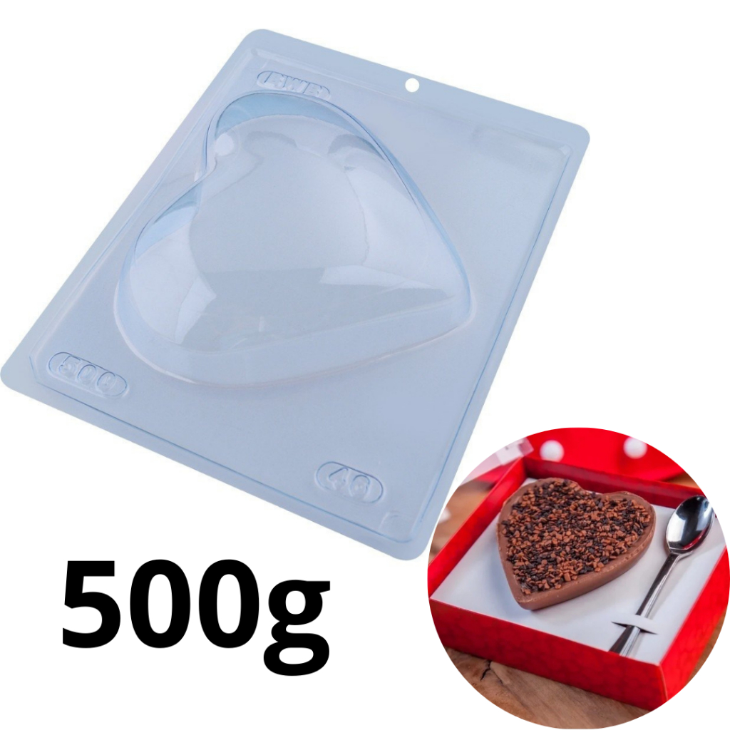 9838 - Forma De Acetato Com Silicone Coração 3 Partes Lapidado 500G - BWB - DIA DOS NAMORADOS