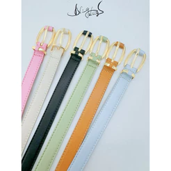cinto feminino colorido sintético lançamento blogueira moda fivela oval