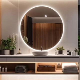 Espelho Redondo Led Grande 60cm Para Maquiagem Banheiro + Suporte Instalação Luxo Moderno