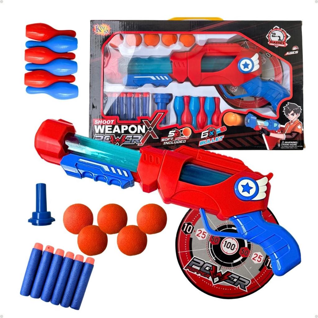 Brinquedo Infantil Pistola Lançadora com Alvo Dardos e Acessórios Super Divertido Ao Ar Livre Presente
