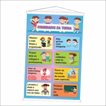 Banner de Combinados da Turma produzido em lona. Cartaz para, Escola, Professores, Educação Infantil. em Oferta na Shopee