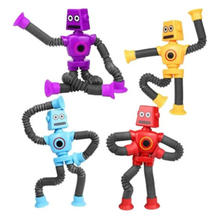 kit 4 Boneco Robô pop tube luz led Sucçao com ventosa estica brinquedo infantil em Oferta na Shopee