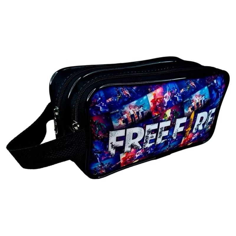 Estojo Escolar Infantil Free Fire 2 Compartimentos Grande Menino em Oferta na Shopee