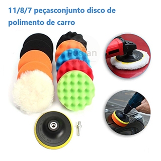 7/8/11 Peças Kit Boina Polimento Automotivo Espuma e Lã 3 Polegadas para Furadeira e Parafusadeira