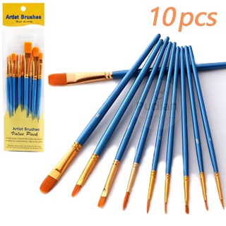 Kit com 10 Pincéis artísticos para pintura cerdas macias - Aquarela, Guache, Óleo, Acrílica M1