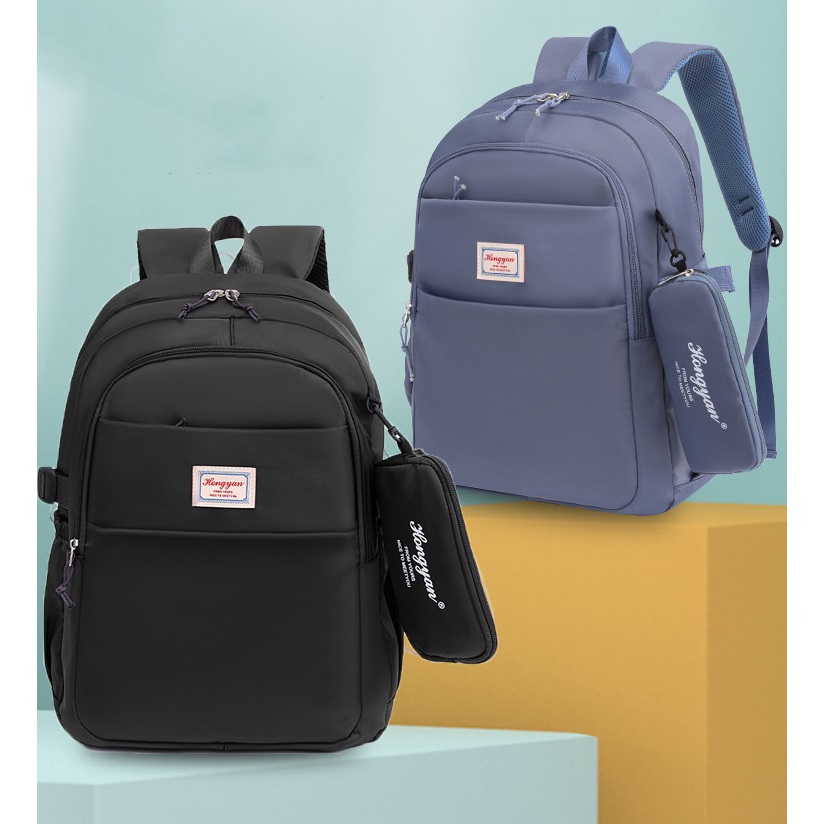 Mochila Escolar Com Estojo De Grande Capacidade Para Estudante Feminina Nylon Impermeavel  Apresentação Dos Estojos em Oferta na Shopee