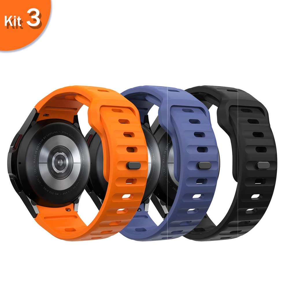 Kit 3 Pulseira de Silicone Para Samsung Galaxy Watch FE 7 6 5 4 40mm 44mm 42mm 46mm 43mm 47mm 5 Pro 45mm
