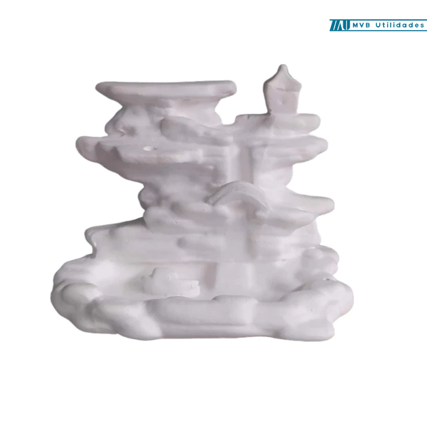 Imagem Incensário Efeito Cascata Pedras Cachoeira Vareta Gesso Cru Para Pintar Backflow Porta Incenso