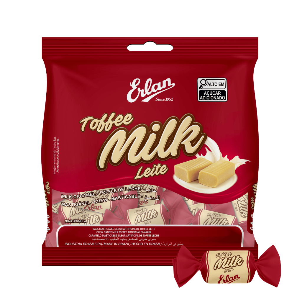 Bala Toffee Mastigável Macia Milk Leite Caramelo Erlan 500GRS