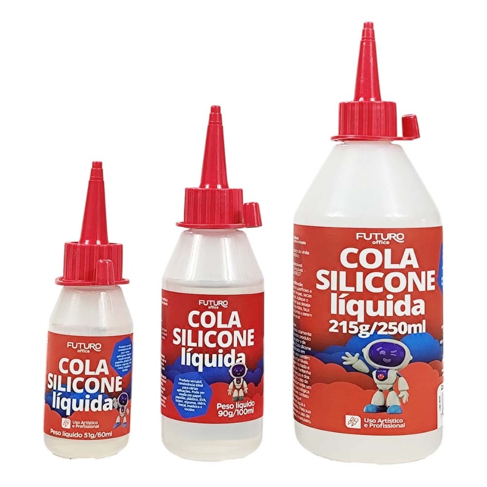 Cola de Silicone 60ml, 100ml e 250ml Líquida Multiuso, Artesanato, Escolar em Oferta na Shopee