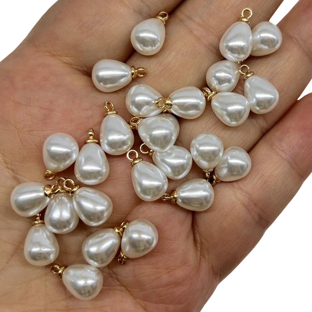 50 Pcs Pingente De Pérola Para Acessórios De Joias 8*13mm em Oferta na Shopee