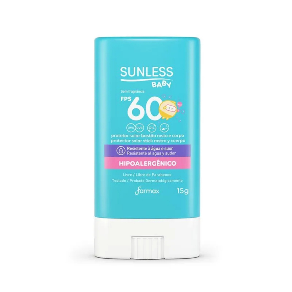 Protetor Solar Baby | Bastão | FPS 60 | Sunless | 15g | Proteção Fácil para Pele Sensível