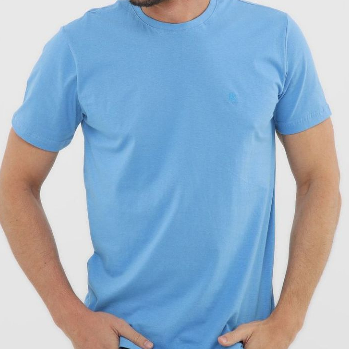 Camiseta Slim Masculina Basica Cores Azul Algodão Moda Verão Preço De Atacado Promoção