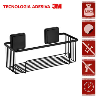 Suporte Organizador Para Banheiro Adesivo 3M Porta Shampoo Prateleiras Preto Fosco Sem Furo Future em Oferta na Shopee