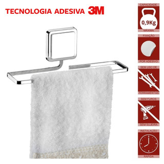 Suporte Porta Toalha Banheiro Adesivo 3M Toalheiro Rosto Lavabo Cozinha Cromado em Oferta na Shopee