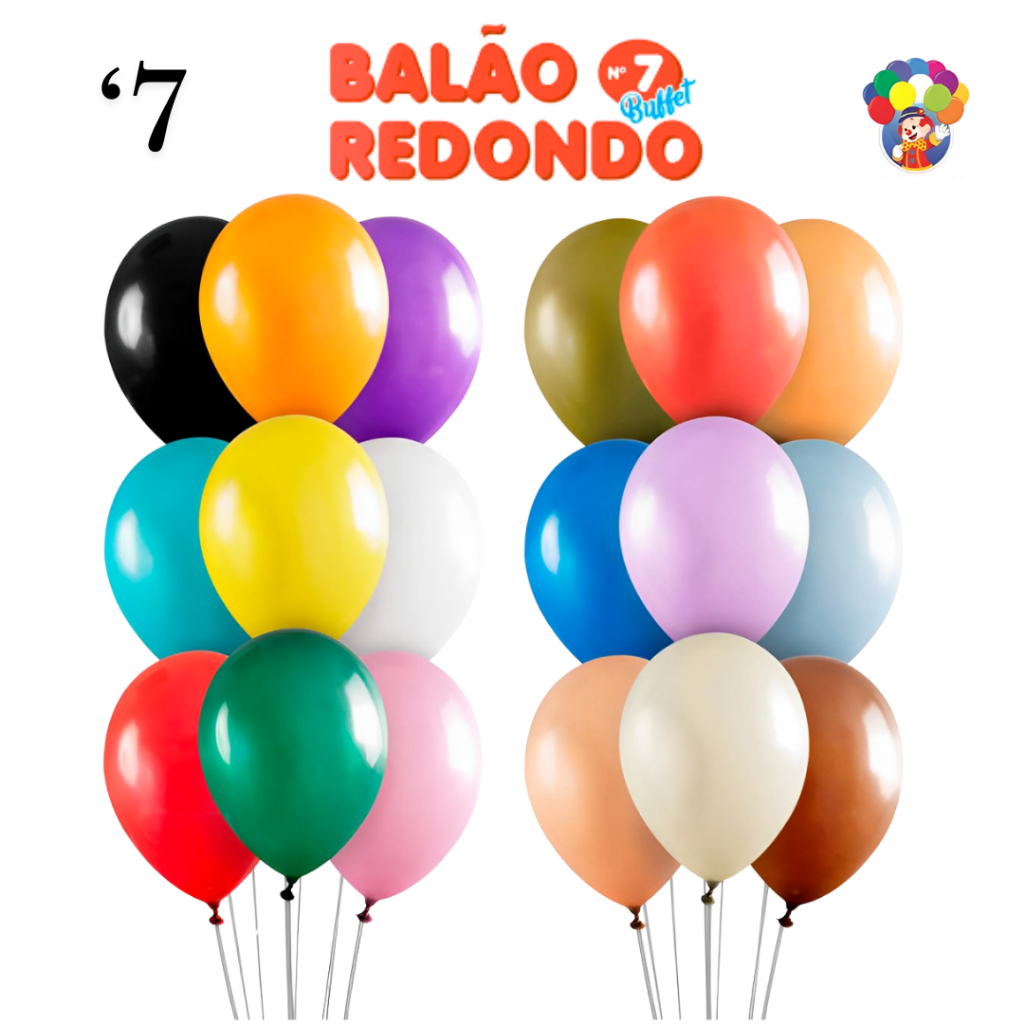 Balão Bexiga Redondo 7" Diversas Cores  - 50 Unidades - Art Latex em Oferta na Shopee