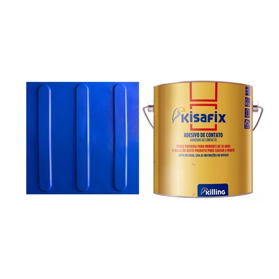 10 PISOS TATIL DIRECIONAL AZUL PVC 25x25 + 1 COLA 750G