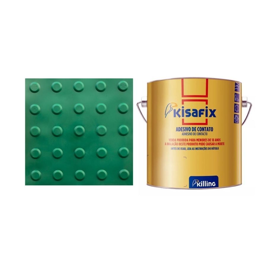 PISO TATIL ALERTA PVC VERDE KIT 20 PCS + 2 COLA 750G