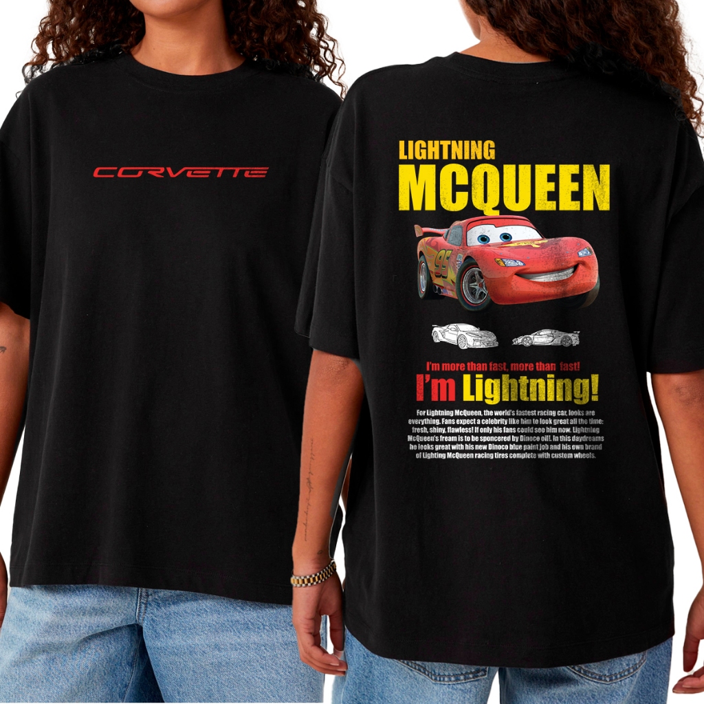 Camiseta T-Shirt 100% Algodão Unissex Relâmpago McQueen Streetwear Oversized Over Estampada DTF