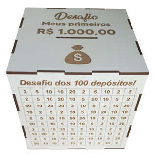 Cofre Desafio 10Mil / 5Mil / 20Mil / 1Mil - Caixa Dinheiro De Madeira - Método Japonês - Escolha Seu Objetivo! em Oferta na Shopee