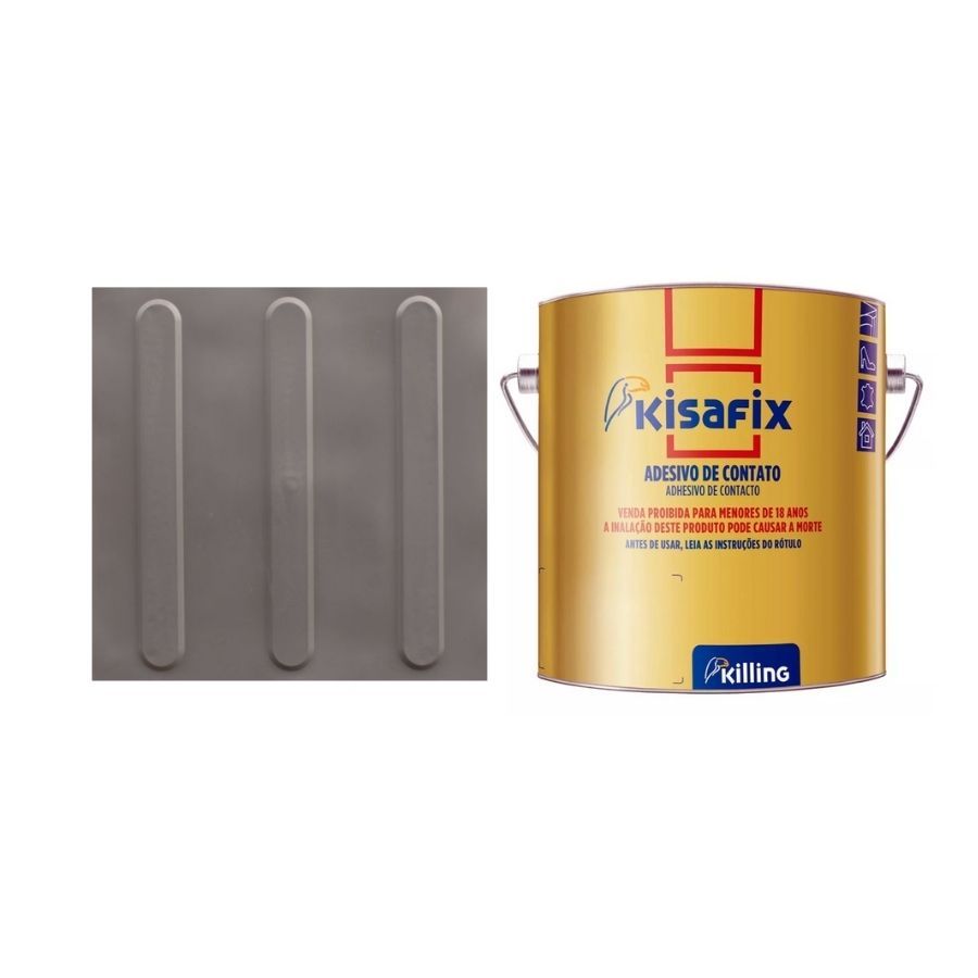 10 PISOS TATIL DIRECIONAL CINZA PVC 25x25 + 1 COLA 750G