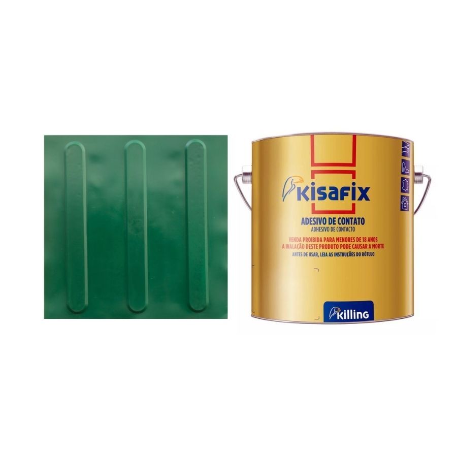 PISO TATIL 25X25CM DIRECIONAL PVC VERDE KIT 20PCS+2 COLA 750G