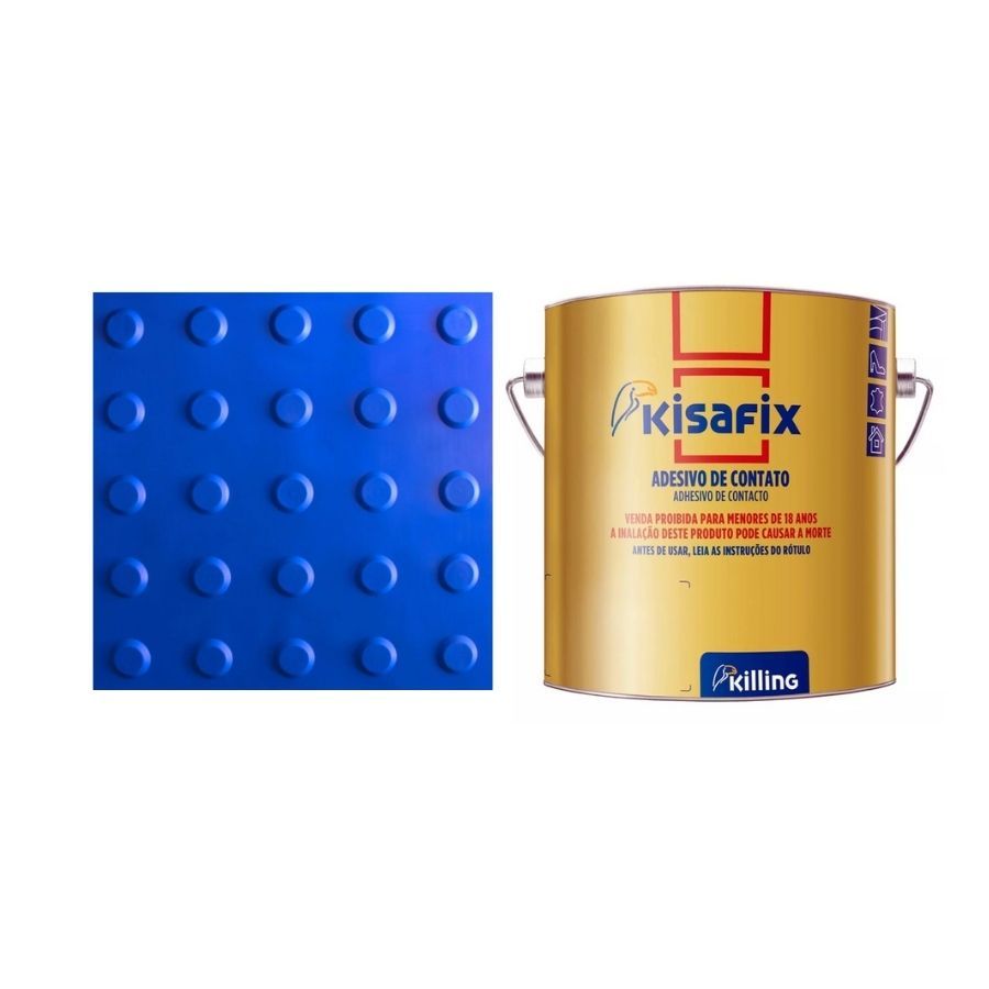 PISO TATIL ALERTA PVC AZUL KIT 20 PCS + 2 COLA 750G