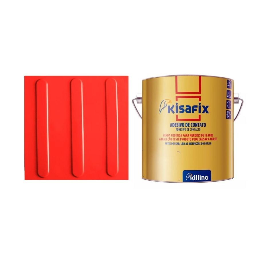 10 PISOS TATIL DIRECIONAL VERMELHO PVC 25x25 + 1 COLA 750g